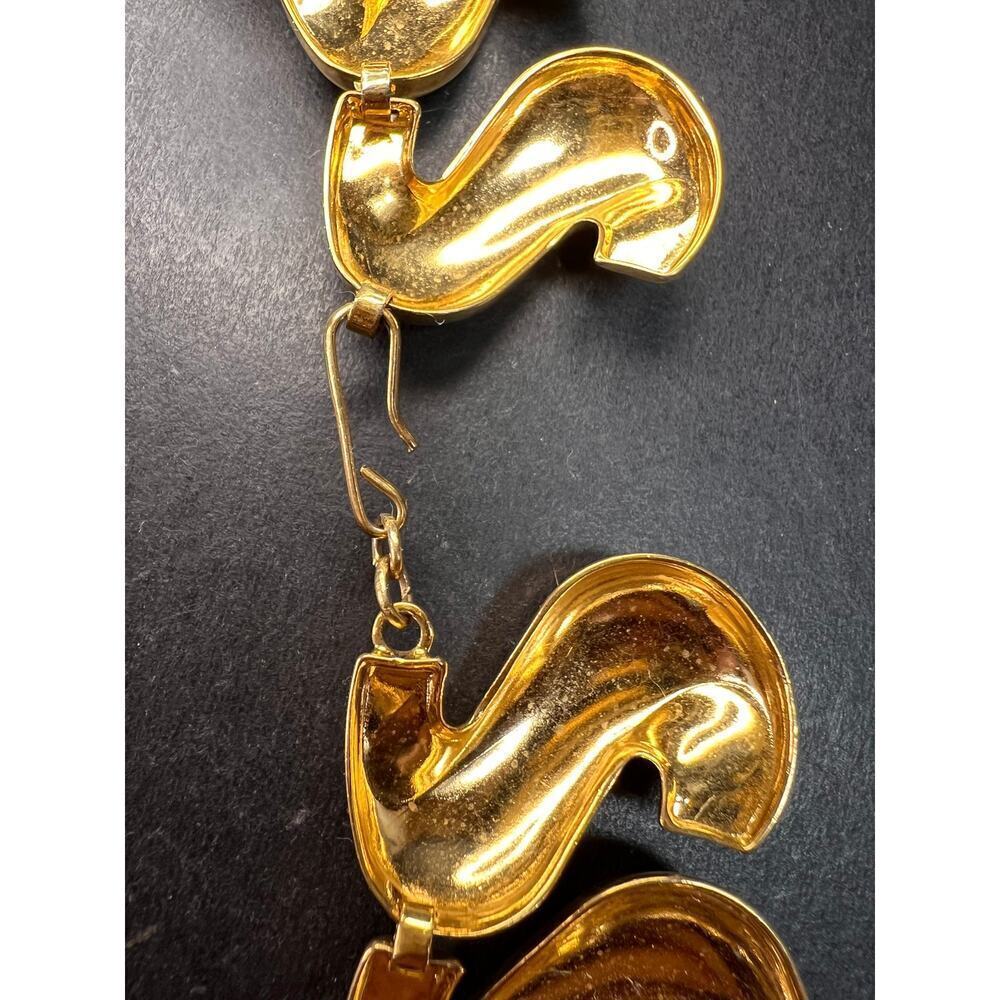 Vintage MCM Napier Gold-Tone Sculptural S-Link Statement Necklace, Signed - Picture 8 of 13